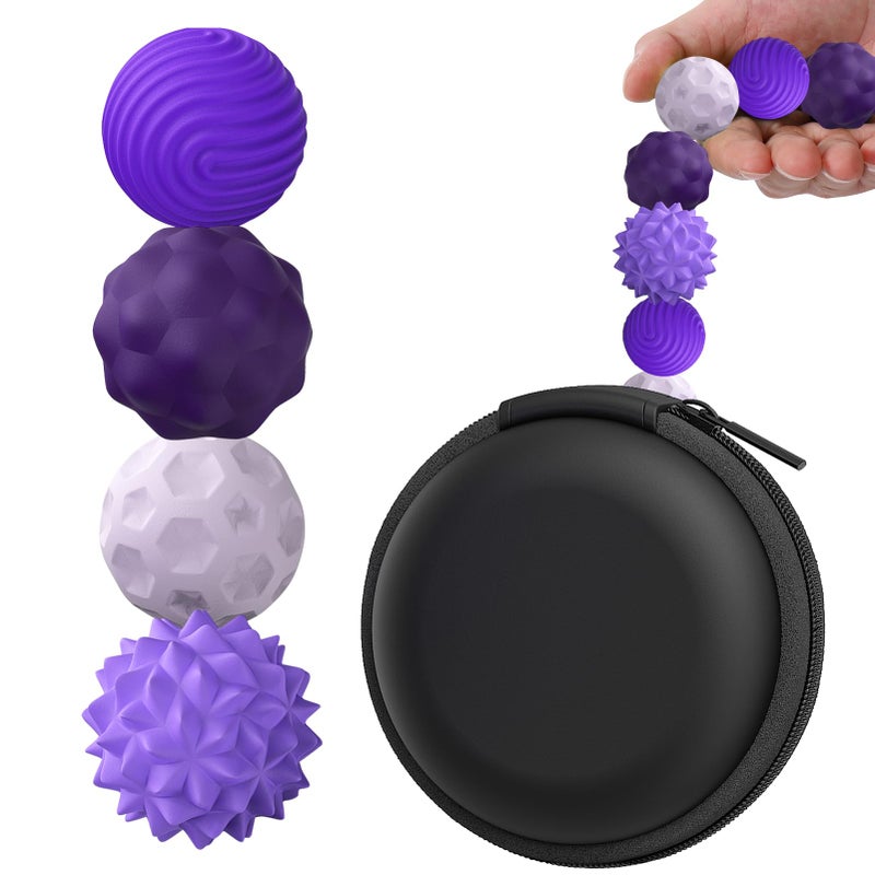 BUSOHA Silicone Magnetic Fidget Balls - 4 Pack Silicone Stress Relief Balls Stone for Adults Sensory Travel Toys for Calming Stress Autism and ADHD Gifts for Kids Girls Boys Purple - Image 1